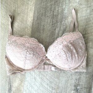 DREAM ANGELS PLUNGE BRA VICTORIA’S SECRET PINK/BEIGE 34D